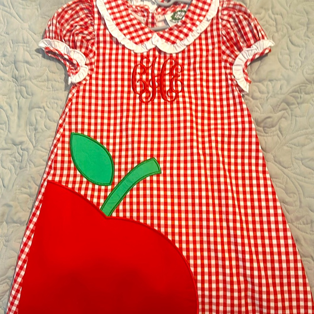 Red and white gingham dress w/CHE monogrammed on front